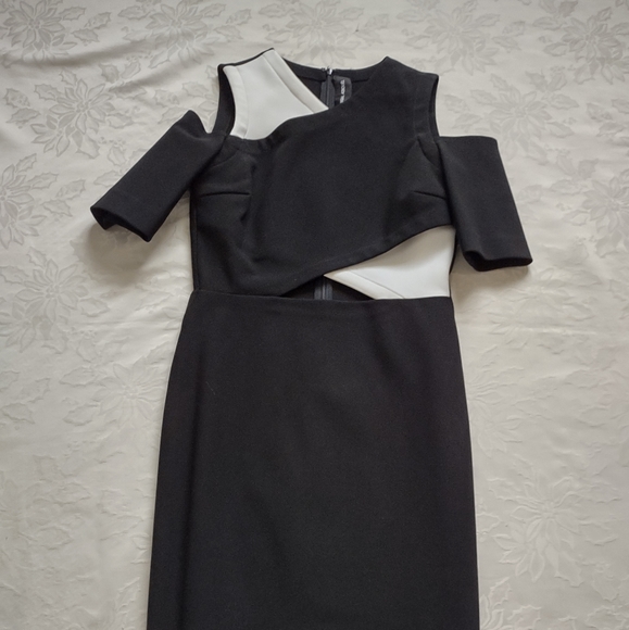 Yigal Azrouel Asymmetrical cutout bodycon mini dress colorblock bandage - Picture 2 of 12